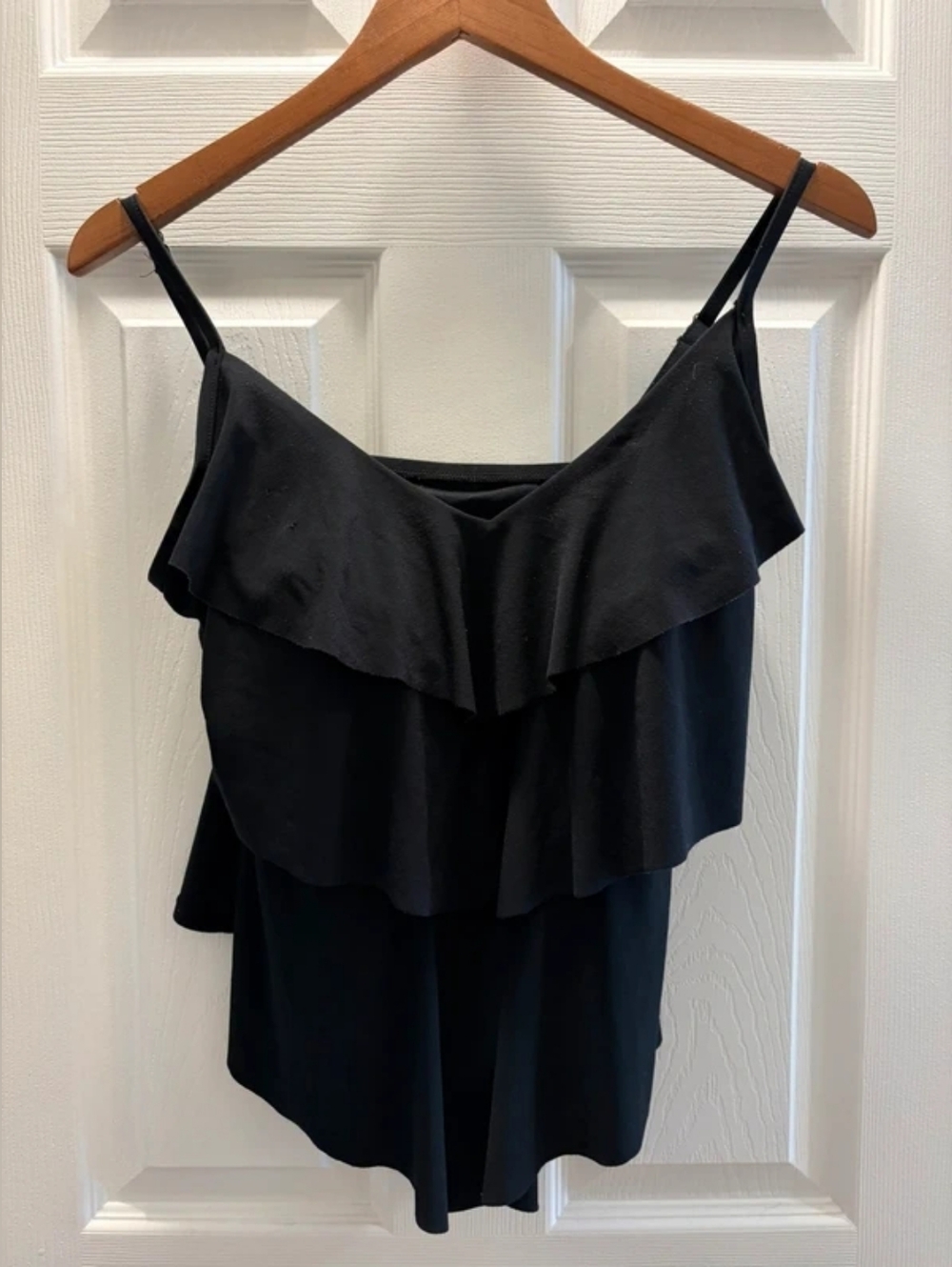 Black Ruffle Layered Spaghetti Strap Top